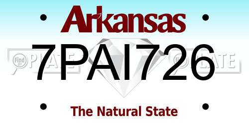 7PAI726 Arkansas License Plate