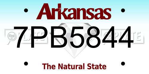 7PB5844 Arkansas License Plate