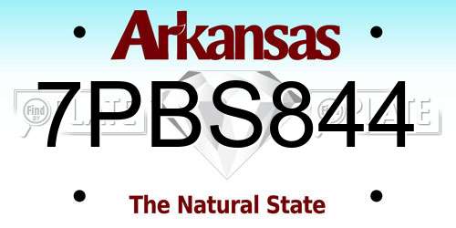 7PBS844 Arkansas License Plate