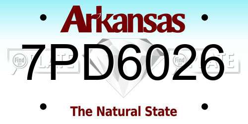7PD6026 Arkansas License Plate