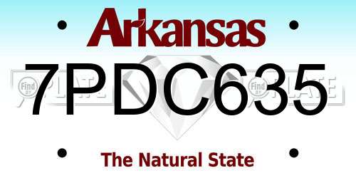 7PDC635 Arkansas License Plate