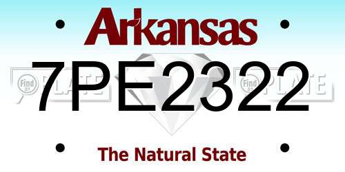 7PE2322 Arkansas License Plate