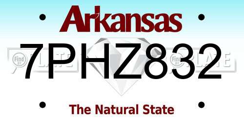 7PHZ832 Arkansas License Plate