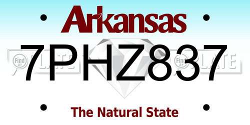 7PHZ837 Arkansas License Plate