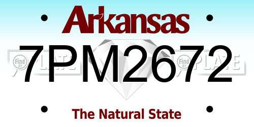 7PM2672 Arkansas License Plate