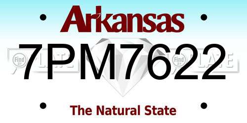 7PM7622 Arkansas License Plate