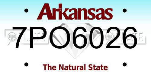 7PO6026 Arkansas License Plate