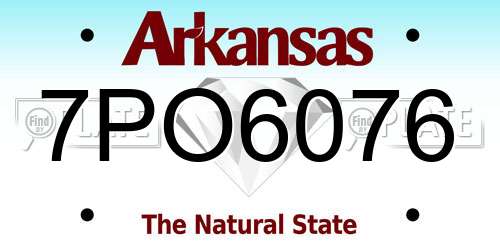 7PO6076 Arkansas License Plate
