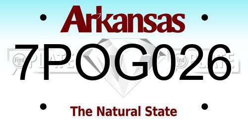 7POG026 Arkansas License Plate