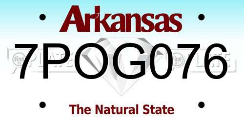 7POG076 Arkansas License Plate