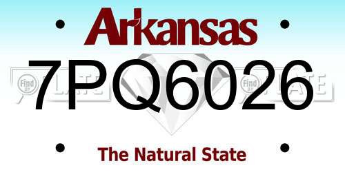 7PQ6026 Arkansas License Plate