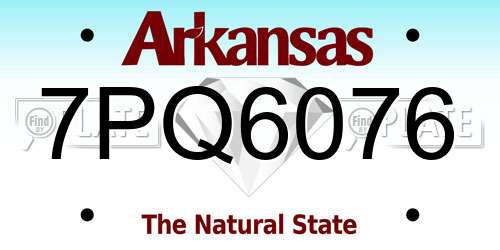 7PQ6076 Arkansas License Plate