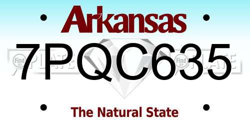 7PQC635 Arkansas License Plate