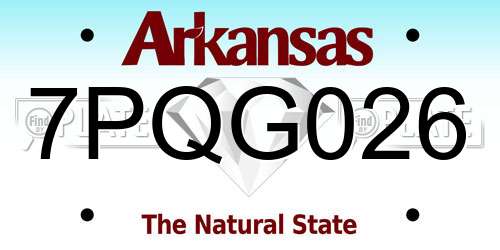 7PQG026 Arkansas License Plate