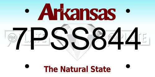 7PSS844 Arkansas License Plate