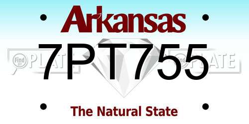 7PT755 Arkansas License Plate