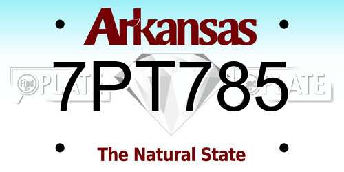 7PT785 Arkansas License Plate