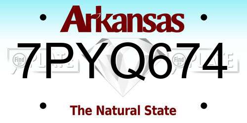 7PYQ674 Arkansas License Plate