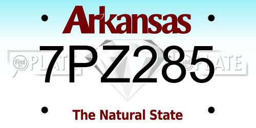7PZ285 Arkansas License Plate