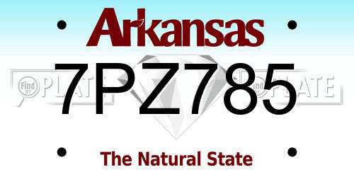 7PZ785 Arkansas License Plate