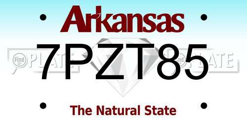 7PZT85 Arkansas License Plate