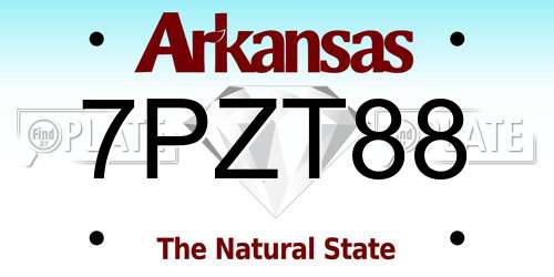 7PZT88 Arkansas License Plate