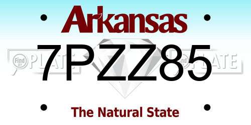 7PZZ85 Arkansas License Plate