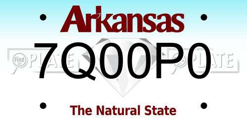 7Q00P0 Arkansas License Plate