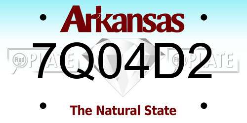 7Q04D2 Arkansas License Plate