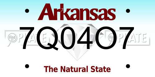 7Q04O7 Arkansas License Plate