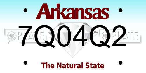 7Q04Q2 Arkansas License Plate