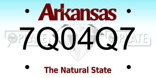7Q04Q7 Arkansas License Plate