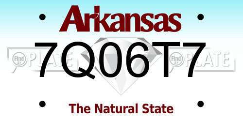 7Q06T7 Arkansas License Plate