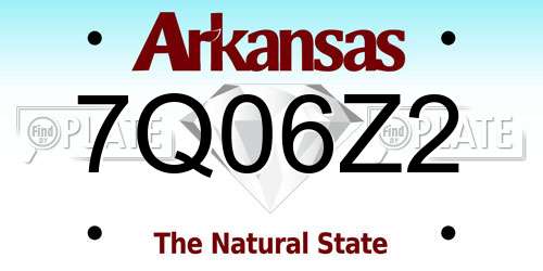 7Q06Z2 Arkansas License Plate