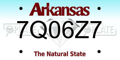 7Q06Z7 Arkansas License Plate