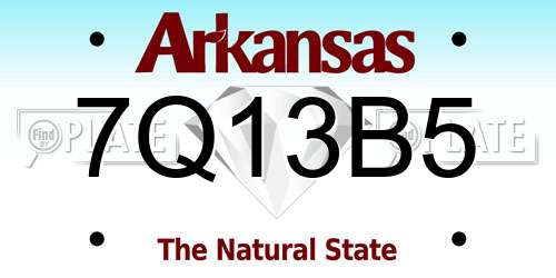 7Q13B5 Arkansas License Plate