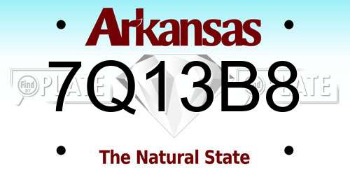 7Q13B8 Arkansas License Plate