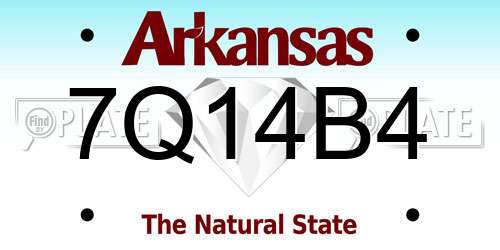 7Q14B4 Arkansas License Plate