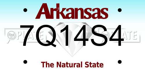 7Q14S4 Arkansas License Plate