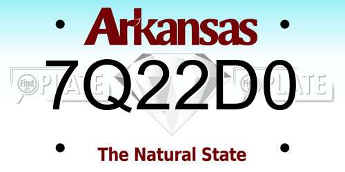 7Q22D0 Arkansas License Plate