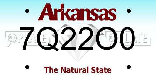 7Q22O0 Arkansas License Plate