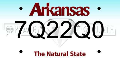 7Q22Q0 Arkansas License Plate