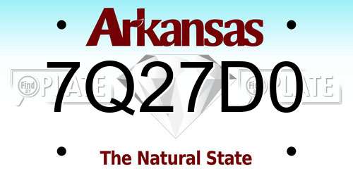7Q27D0 Arkansas License Plate