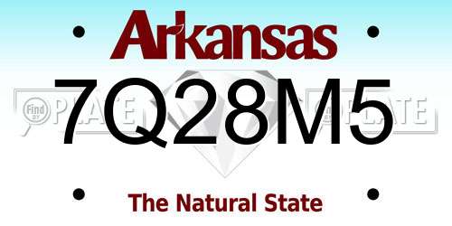 7Q28M5 Arkansas License Plate