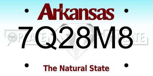 7Q28M8 Arkansas License Plate