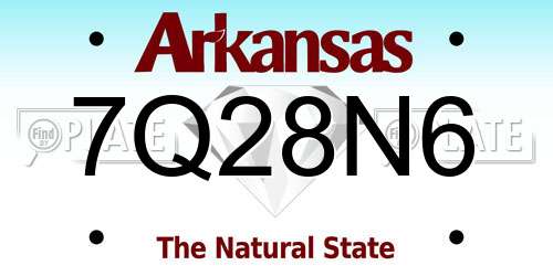 7Q28N6 Arkansas License Plate