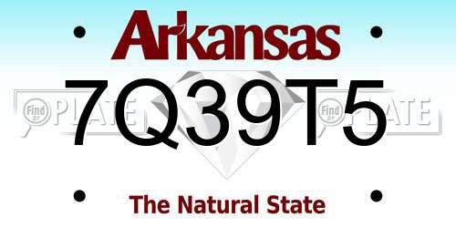 7Q39T5 Arkansas License Plate