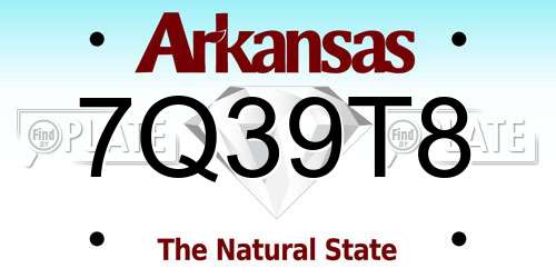 7Q39T8 Arkansas License Plate