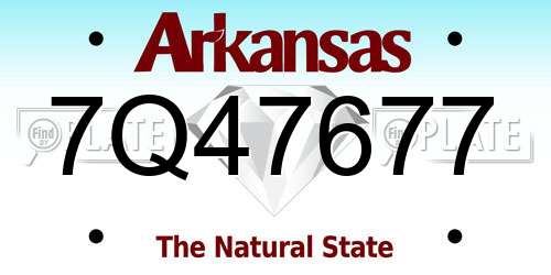 7Q47677 Arkansas License Plate