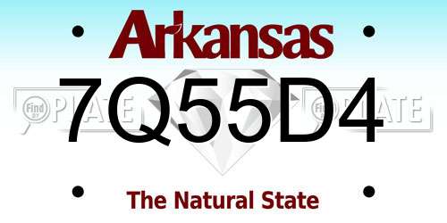 7Q55D4 Arkansas License Plate